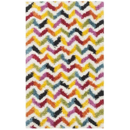 Safavieh Kids Shag Power Loomed Rectangle Rug- Ivory - Multi- 3 x 5 ft. SGK565A-3